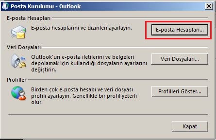 Windows Outlook 2016 POP veya IMAP E-posta Kurulumu 2