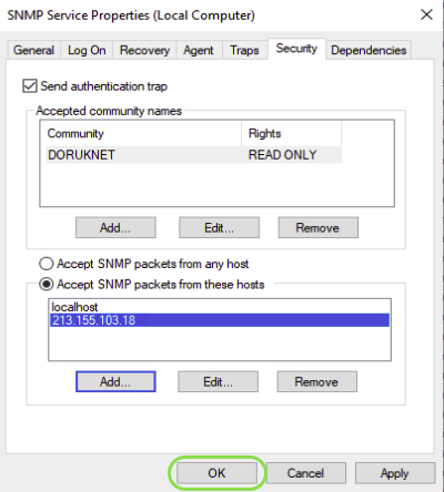DorukNet Monitoring Hizmeti SNMP (Windows) Yapılandırması 5