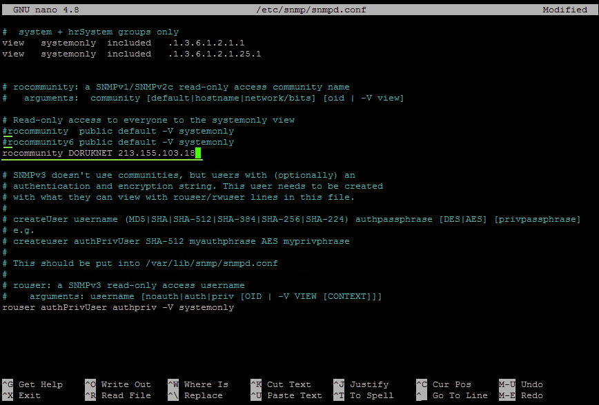 DorukNet Monitoring Hizmeti SNMP (Linux) Yapılandırması 1