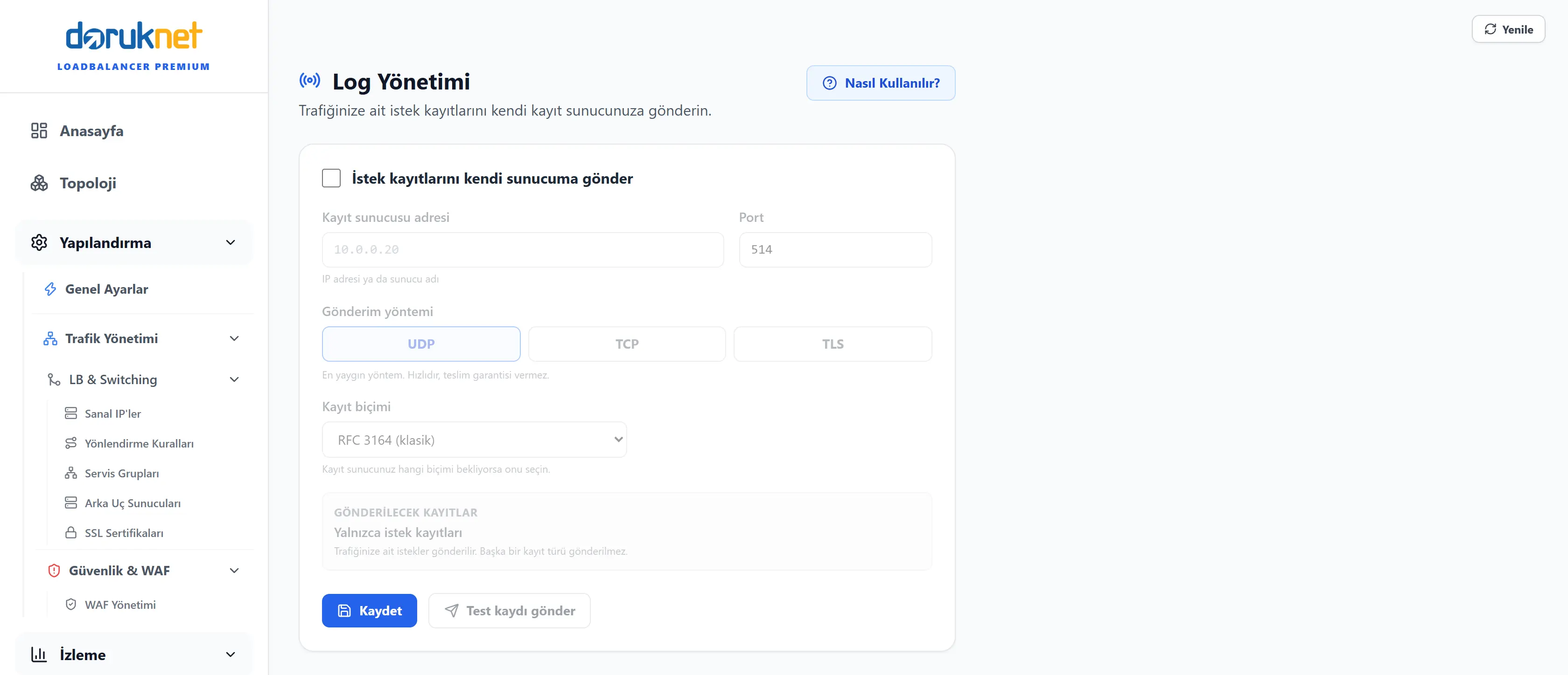 Load balancer log yönetimi | DorukNet
